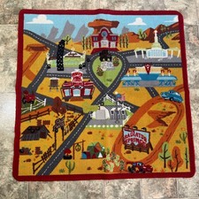 Vintage Disney Pixar Cars Radiator Springs Play Rug Kids Room Mat 38"x38"