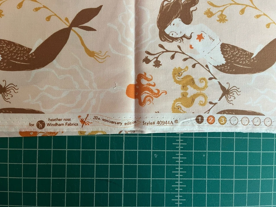 Heather Ross OOP Mendocino Mermaid Sisters fabric - 1/2 yard - Image 2 of 2