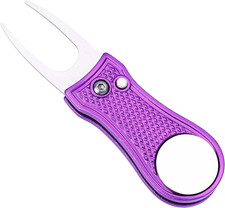 Golf Divot Repair Tool, All Metal Foldable Divot Tool with Pop-Up Button  Magne