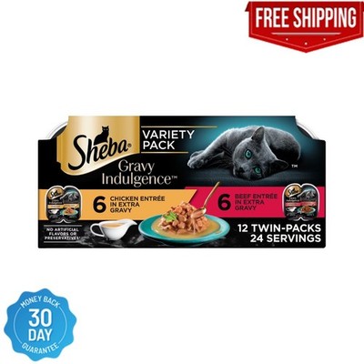 Sheba Gravy Indulgence Adult Wet Cat Food, Variety Pack Flavor, 2.64 Oz