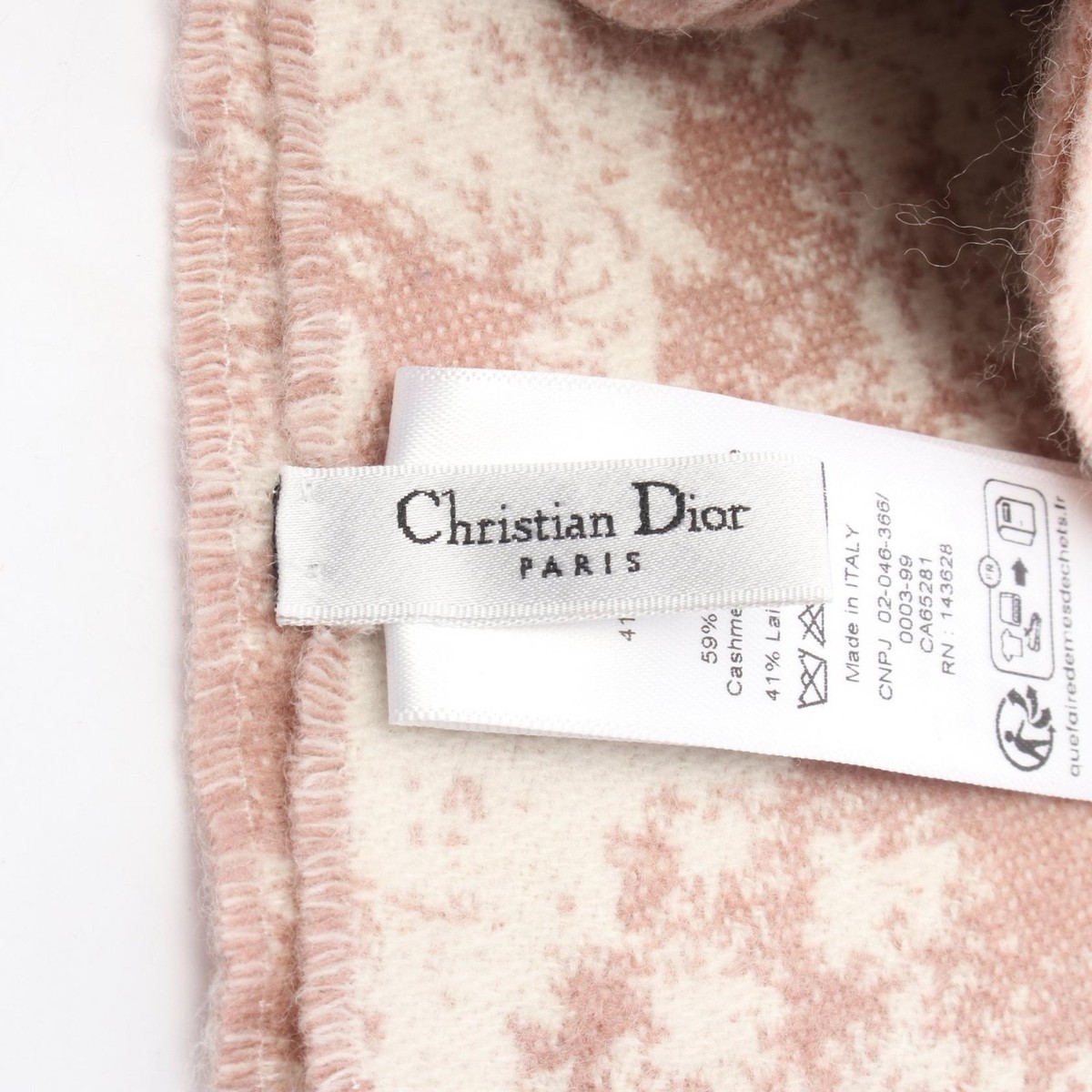 Dior Toile de Jouy Sauvage Scarf wool cashmere White Pink Used