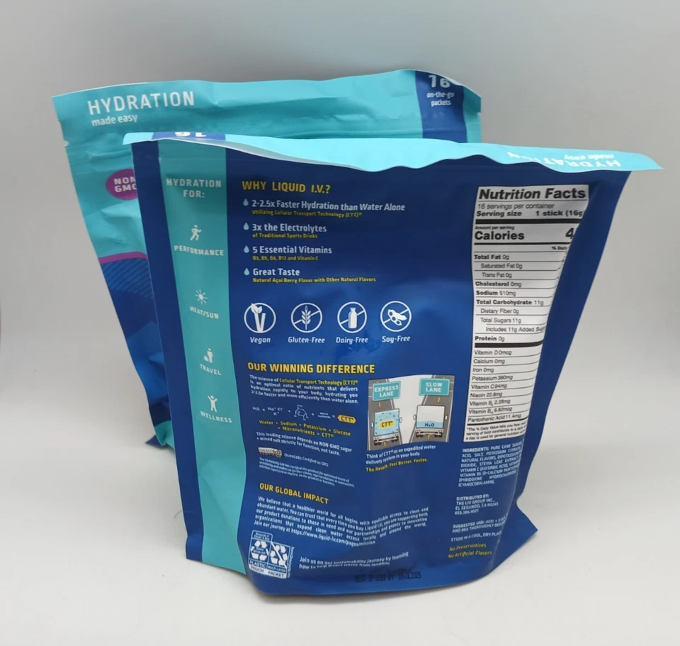 Liquid I.V. Multiplicador de hidratación Acai Berry 32 barras | Bebida electrolítica - 7/25 Foto 2 de 3