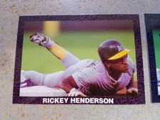 Rickey Henderson Oakland A's 939 Purple Color  1991 Glossy Stealing a Base NM