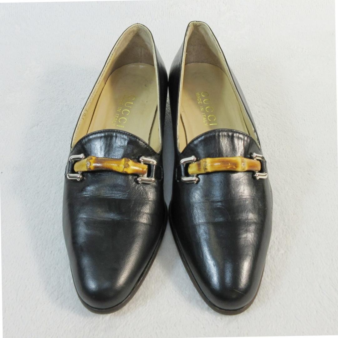 GUCCI Women's Loafers Bamboo Leather Black EU35.5/US5.5 120228c thumbnail 6
