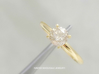 0.77ct Genuine Diamond Solitaire Engagement Ring In Solid 14K Yellow Gold