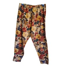 Vintage Abstract Wild Colorful Comfy Pull On Pants Bohemian Boho Chic Crop