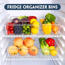 Pantry Organization and Storage Bins, Refrigerator Organizer Bins – Clear, Ki...