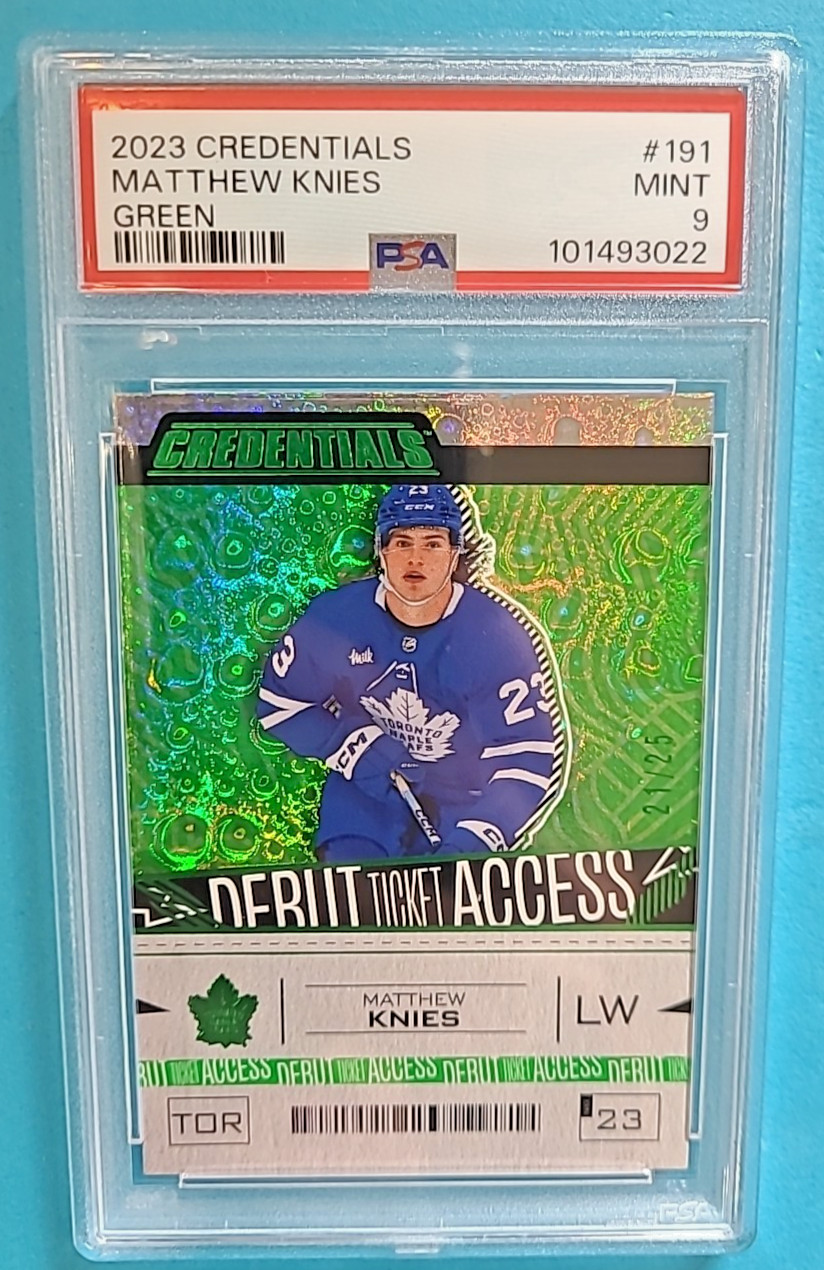 2023-24 Matthew Knies Upper Deck Credentials Green #191 Rookie RC /25 PSA 9 MINT