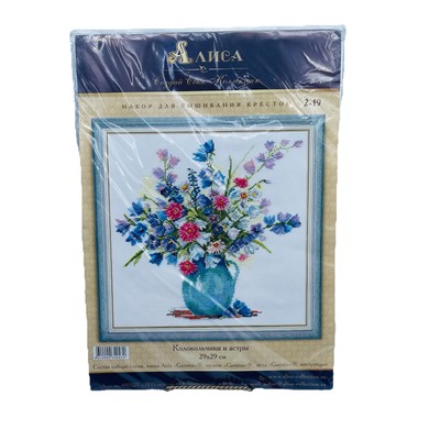 Alisa, Bells and Asters, Cross Stitch Kit Flowers 2-19 Russian English Instruct