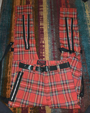 Tripp NYC Daang Goodman Women Pants 29/9 Red Plaid CottonBlend Mid Rise Slim Fit