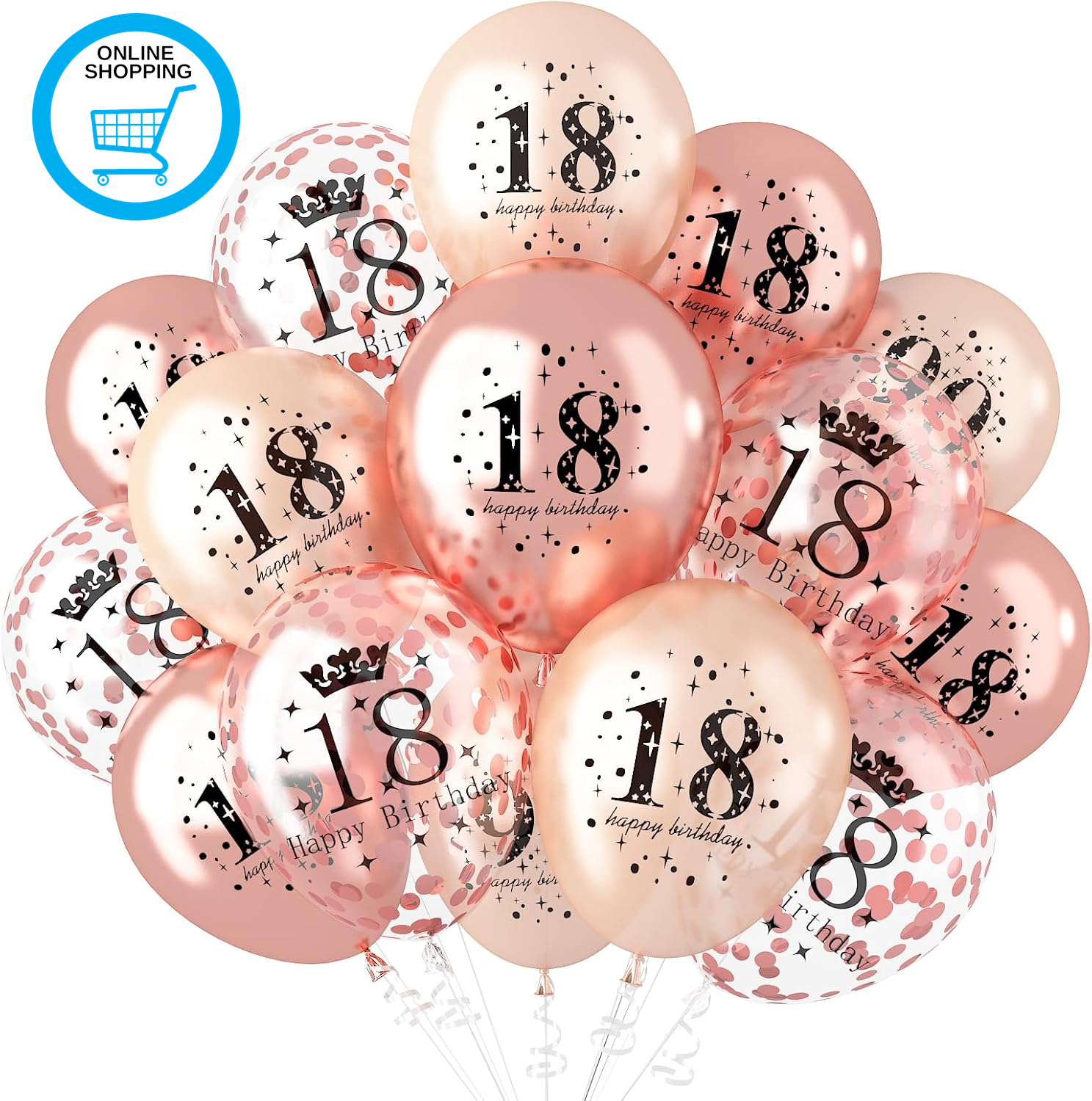 18Th Birthday Decorations for Girls, Rose Gold Happy 18Th Birthday Balloons for