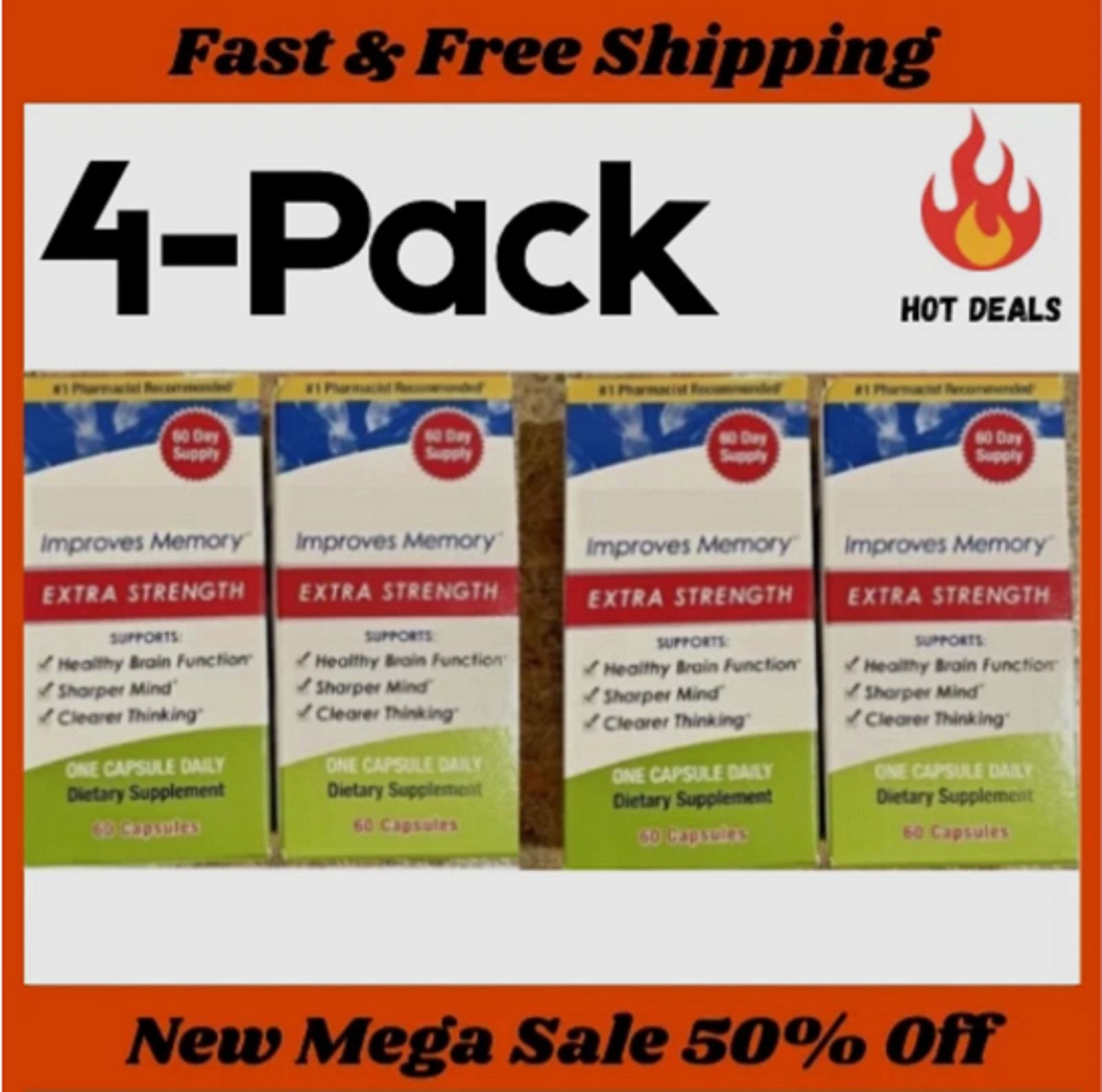 4 Pack Capsules – 240 Count – 20mg – New – Free Shipping – Ships From USA
