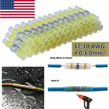 50PCS 12-10AWG Waterproof Solder Sleeve Heat Shrink Butt Wire Connectors Yellow
