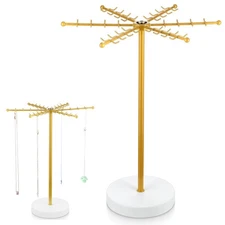 Rotating Necklace Holder, 12.6 inch Metal Jewelry Display Stand with 48 W-sha...
