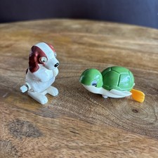VTG 1977 Tomy Wind Up Turtle Swim Bath Toy  Hopping Dog w/Googly Eyes-WORKS 