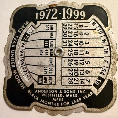 Anderson & Sons Pocket 1972-1999 Perpetual Calendar Hammermill Bond Erie, PA