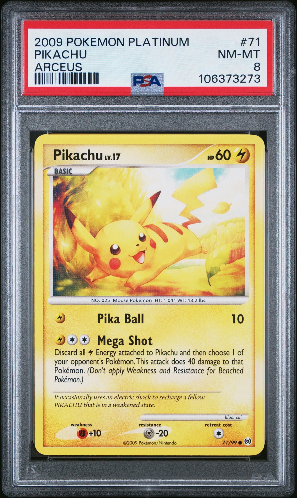 2009 POKEMON PLATINUM ARCEUS #71 PIKACHU PSA 8
