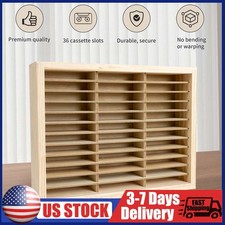 36 Grid Wall Mount Wood Cassette Tape Storage Display Rack Collec Shelving Case