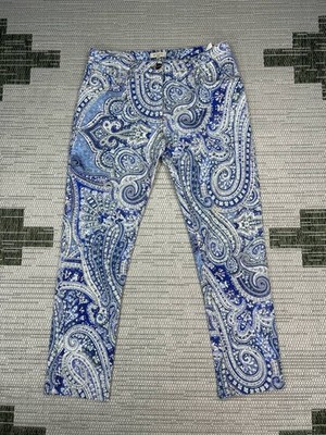 Etro Milano Jeans Womens 30 Blue Denim Cotton Paisley Mid Rise Skinny Leg 30x26
