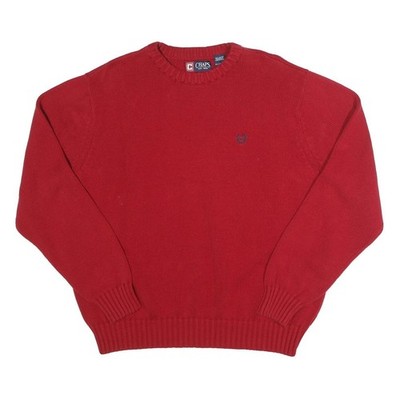 CHAPS Herren Roter Schlichter Rundhals-Pullover Basic Knit 2XL Baumwolle