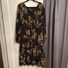 Torrid Floral Maxi Dress Womens Size 2 Black V-Neck