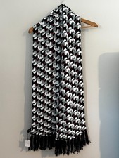 VERA BRADLEY Scottie Dog Pattern Winter Scarf Black Fringe Tassels- 10x84