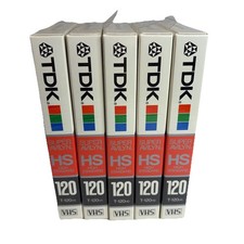 Lot Of 5 TDK T-120 HS 6 Hr. High Standard Blank VHS Tapes 1985 New Sealed