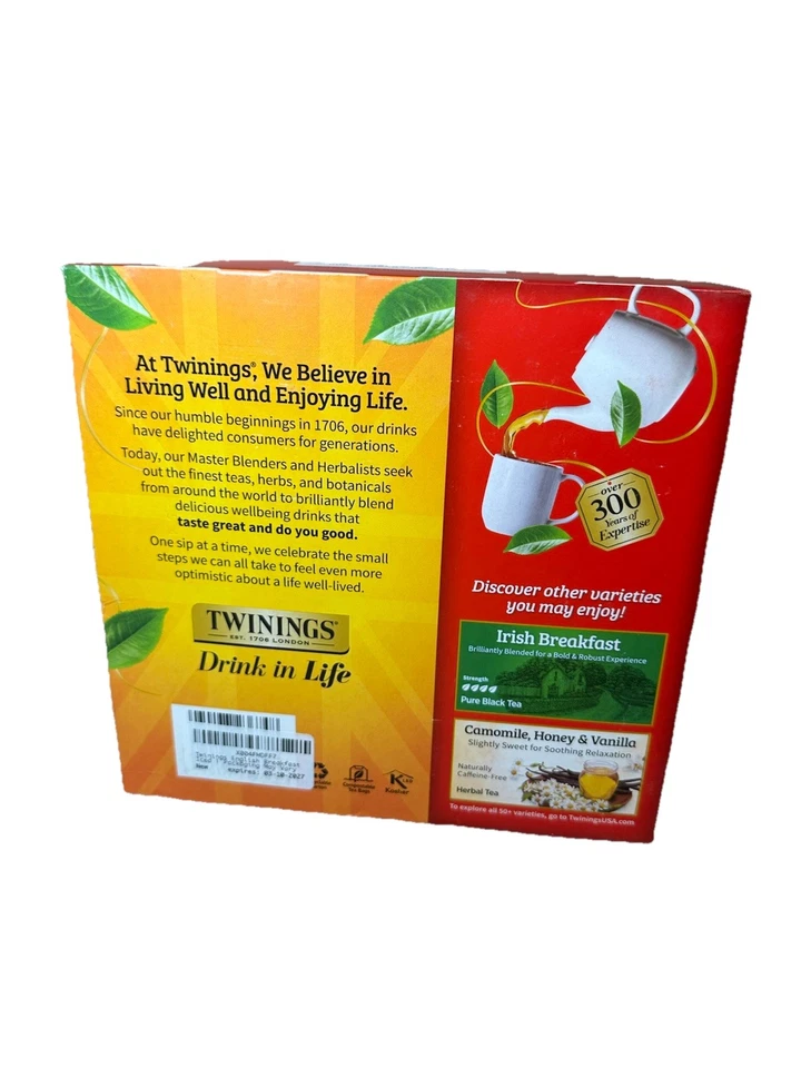 Twinings Desayuno Inglés Té Negro, 100 Bolsas de Té Envueltas Individualmente Paquete de 5 Foto 3 de 4