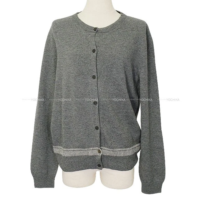Hermes — [Pre-loved] 2016AW HERMES H Embroidery Grey Wool #42 Cardigan[Authentic]