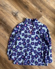 Hanna Andersson Girls Floral Fleece Quarter Zip Pullover Sweatshirt Size 140/10