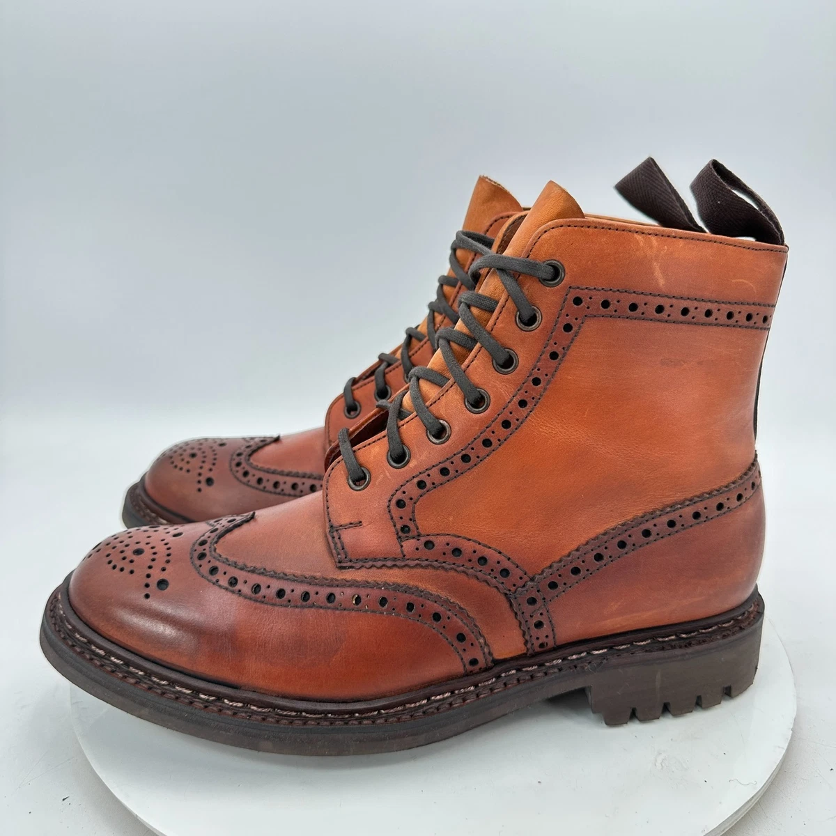 RALPH LAUREN Saunders Burnish Tan Calfskin Leather 9.5 E Mens Chukka Ankle Boots Ralph Lauren Leather Upper Ankle Boots for Men for Sale  main image 2