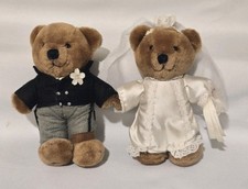 Vtg Dakin Plush Bride  Groom Wedding Teddy Bears, Made in Korea, 1985
