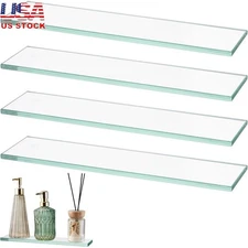 Replacement Medicine Cabinet Shelves Glass Storage 4 Pack Wall Mount Shelving US