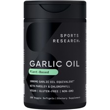 Sports Research Odorless Garlic Oil Pills with Parsley Chlorophyll - Vegan