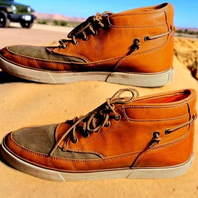 Men's Size 11 POLO RALPH LAUREN 'Parkstone Mid' Canvas/Leather Casual Shoes EUC