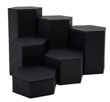 888 Display USA, Inc 6 Piece Deluxe Hexagon Shaped Black Leatherette Risers Set