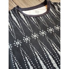 Tory Burch Black White Ikat Pima Cotton Drawstring T-Shirt Dress 11152419 Small
