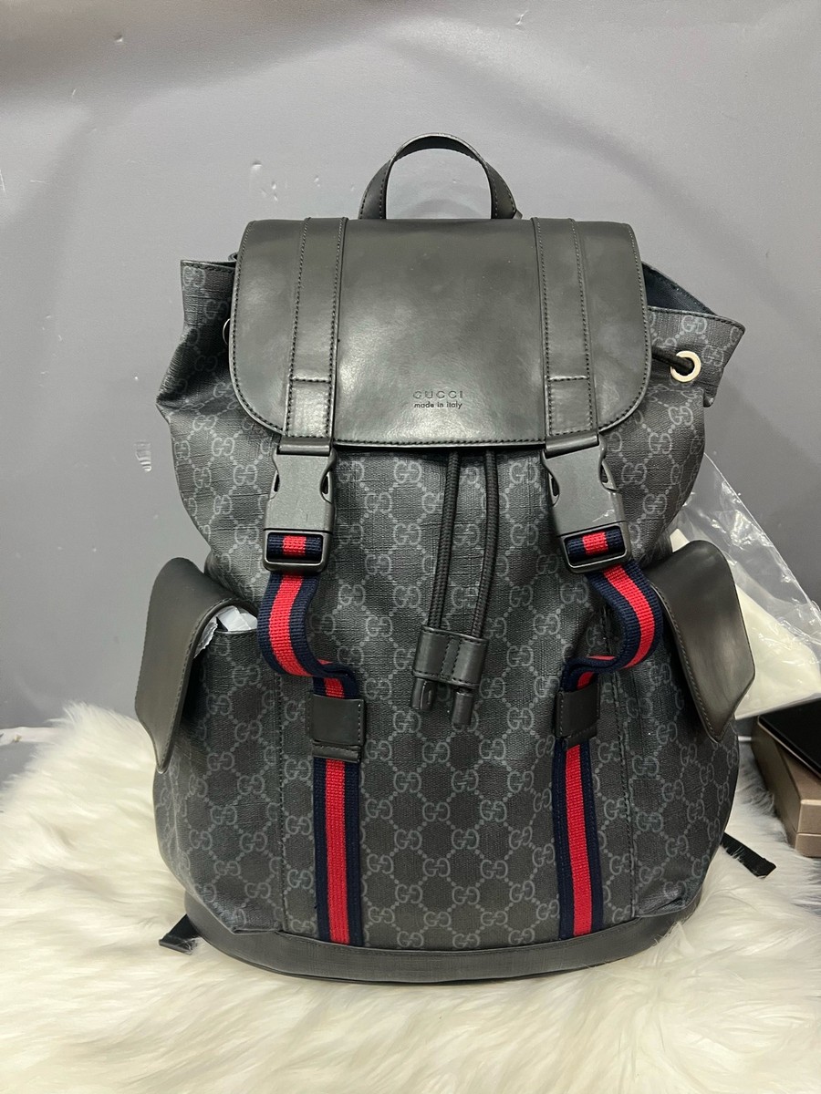 Gucci Ophidia Backpack GG Supreme Black Canvas | eBay