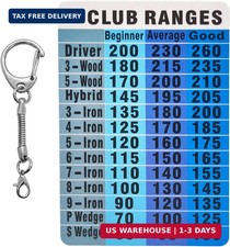 Golf Club Range Chart Card - Large Font Golf Distance Card for All Clubs, Waterp