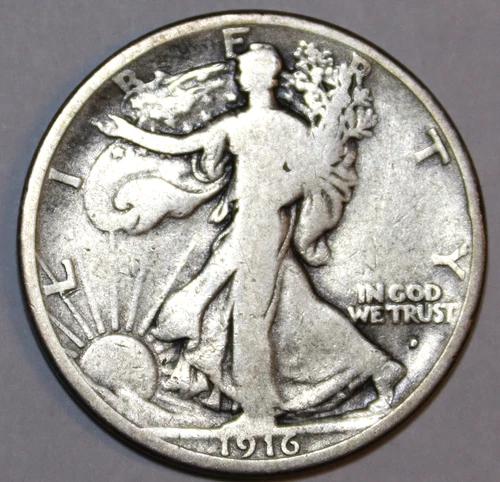 1916-D Walking Liberty Half Dollar - Very Good - #0592E