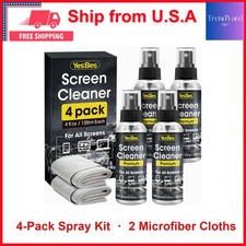 Screen Cleaner Spray 16 oz 4 oz x 4 Pack with Microfiber Cloth Computer Laptop