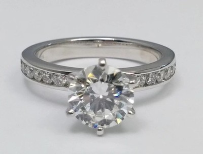 2.70 CT Round Cut  VVS1 Moissanite Engagement Ring 14K White Gold Plated For Her
