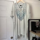 BIYA JOHNNY WAS light dusty sage green semi sheer embroidered rayon blouse