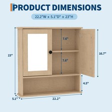 Wall Mounted Bathroom Cabinet with Mirror Medicine Storage Wall Cabinet Unit