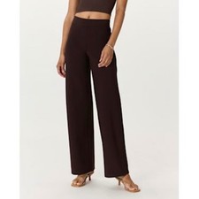 Quince Ultra-Stretch Ponte Wide Leg Pants Espresso Brown High Rise Small