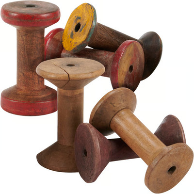 small wooden spools vintage