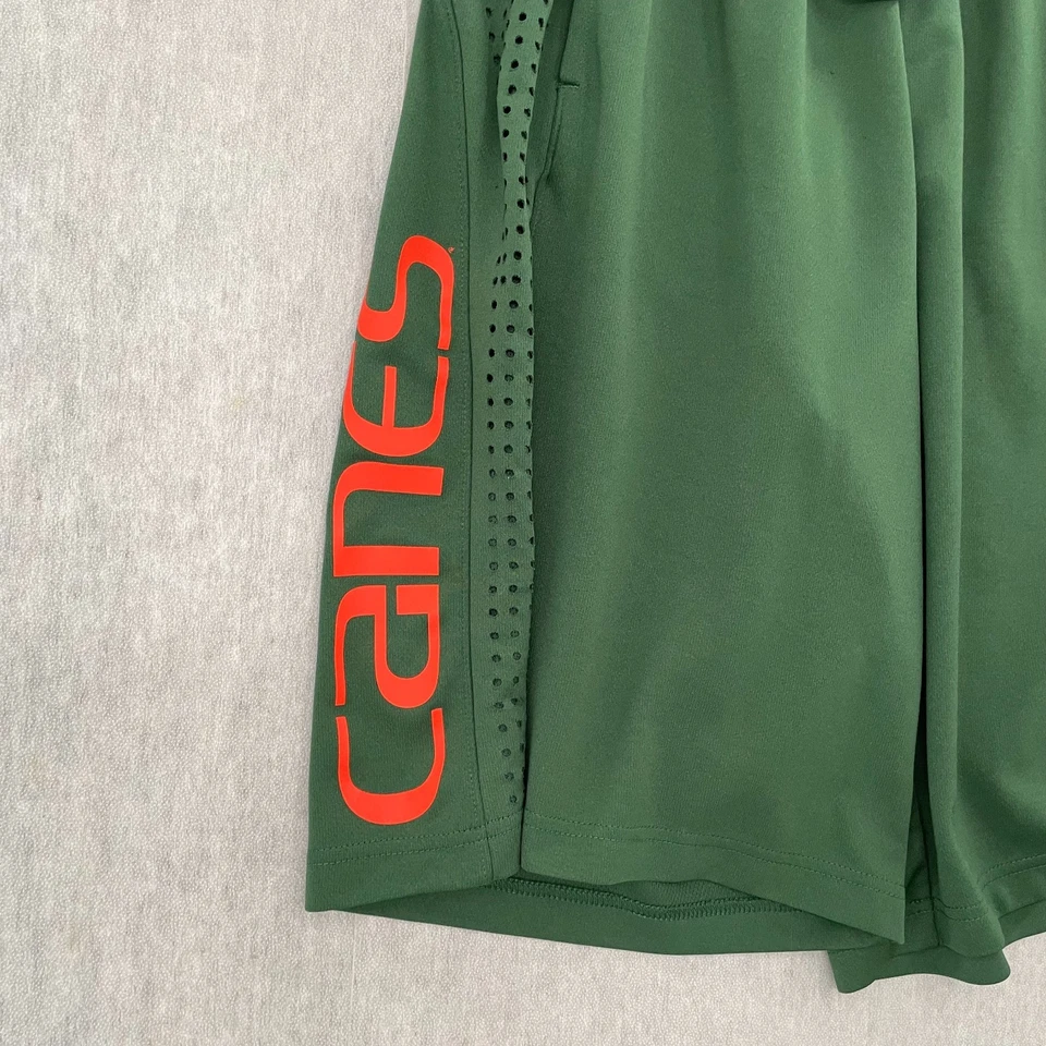 Pantalones Cortos Miami Hurricanes Adulto Medio Verde Nike Baloncesto Estilo UM Bastones Hombres M Foto 3 de 4