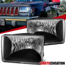 Fit 1993-1998 Jeep Grand Cherokee Black Headlights Headlamps Leftright 93-98 Fit 1993-1998 Jeep Grand Cherokee Black Headlights Headlamps Leftright 93-98