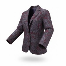 Coldwater Creek Women Purple Paisley Brocade Blazer Jacket Size M tapestry boho