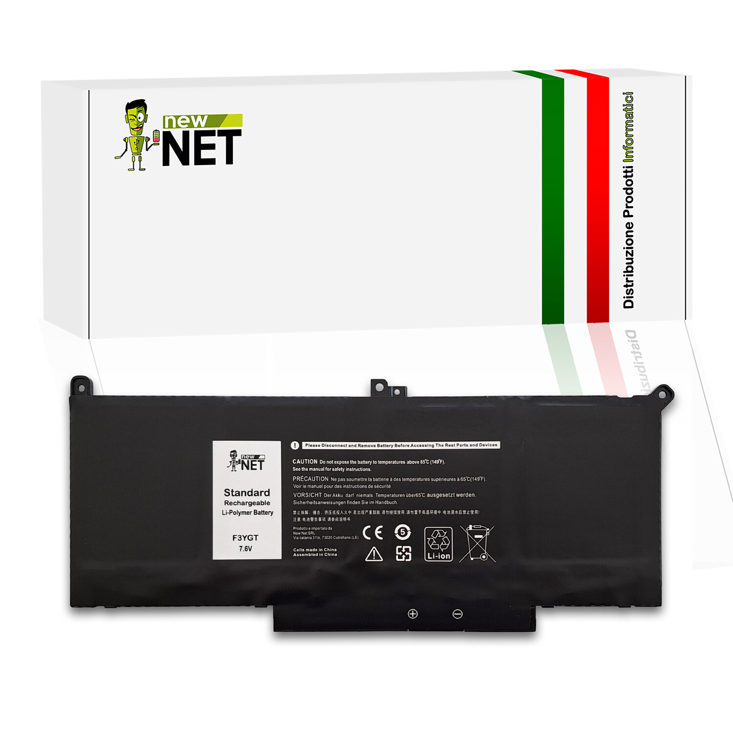 Batteria 0F3YGT 7.6V 60Wh per Dell Latitude 7280 7380 7480